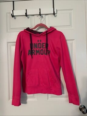 Under Armour Hot Pink Hoodie with Black Logo
